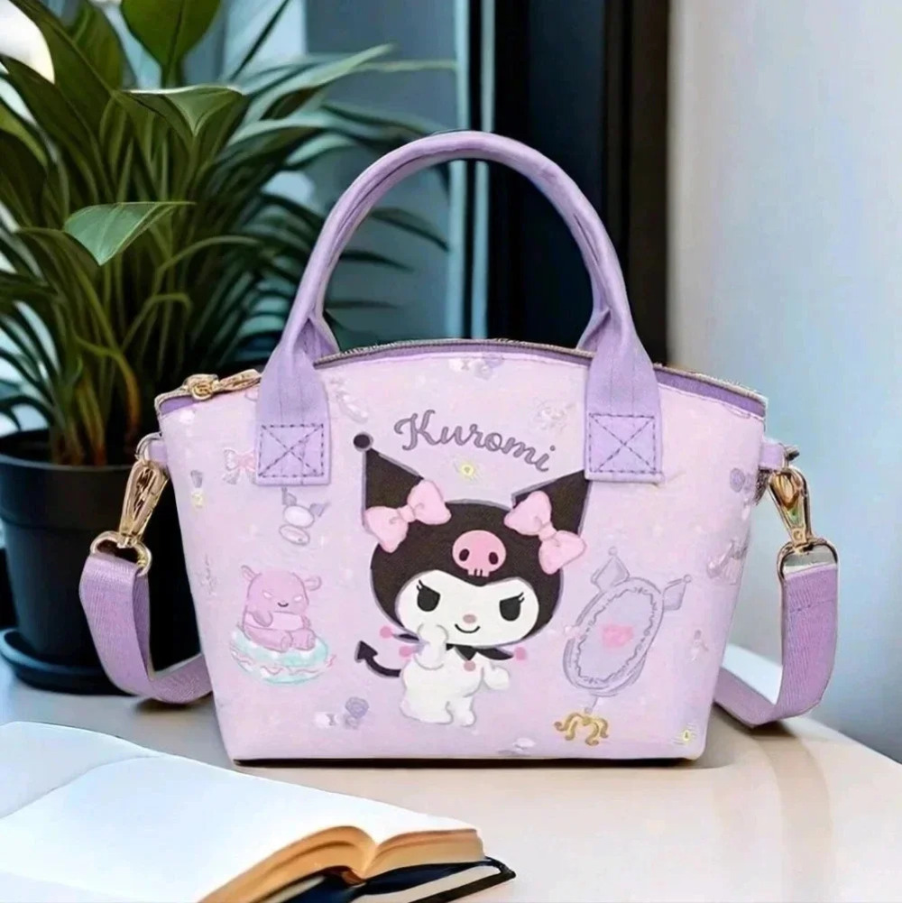 Kuromi hello kitty sanrio purple handbag anime crossbody bag girls women kawaii